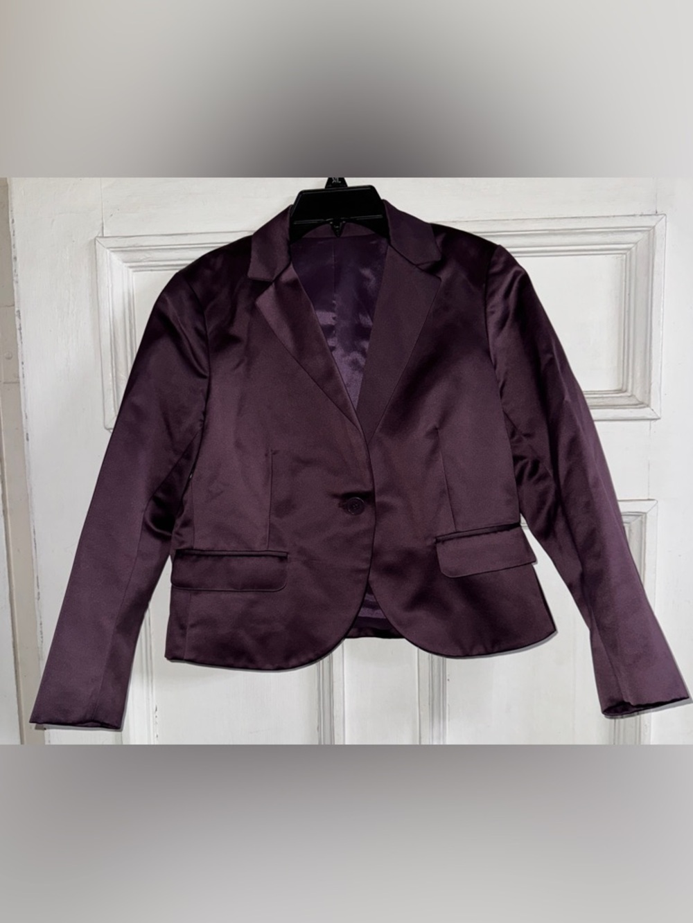 Theory Plum Satin Crop Blazer Jacket